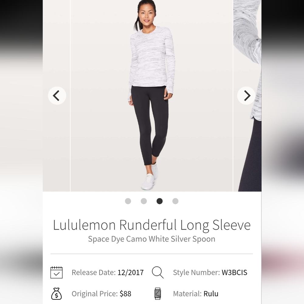 lululemon athletica Runderful Long Sleeve Tee in White/Silver Space Dye